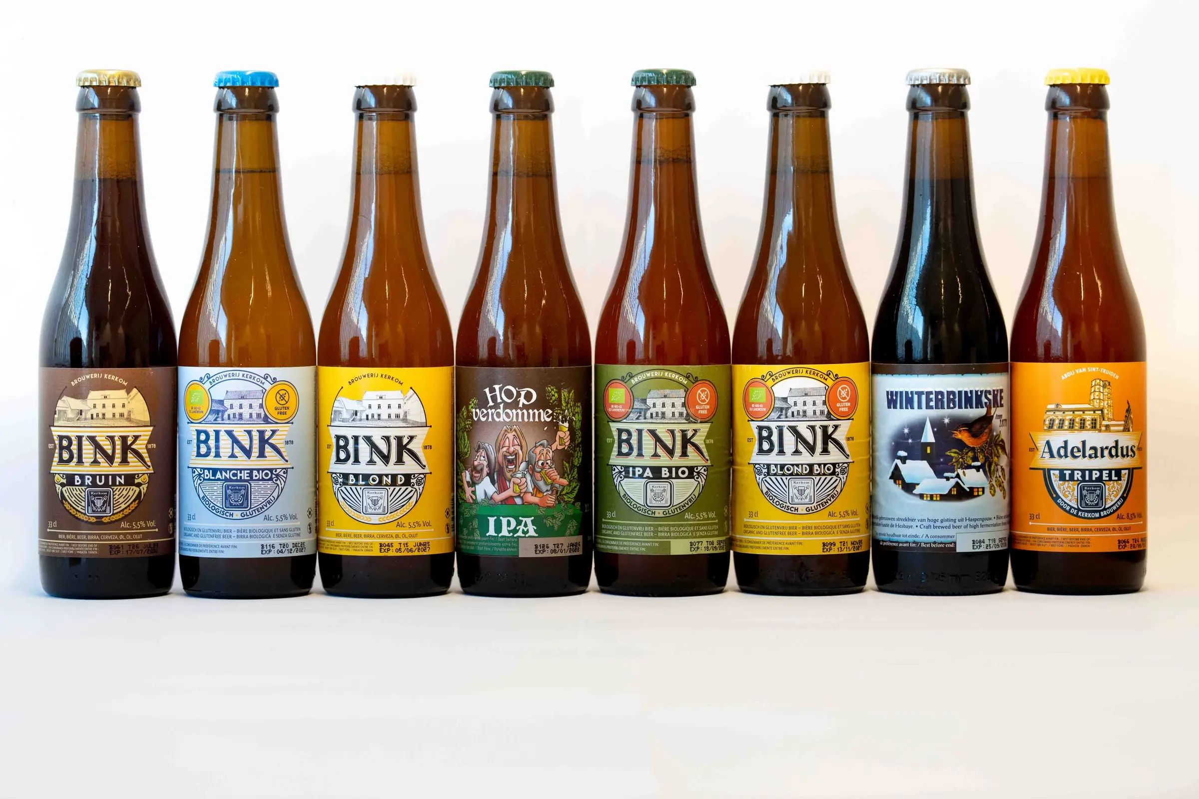 Rij flesjes Bink-bier